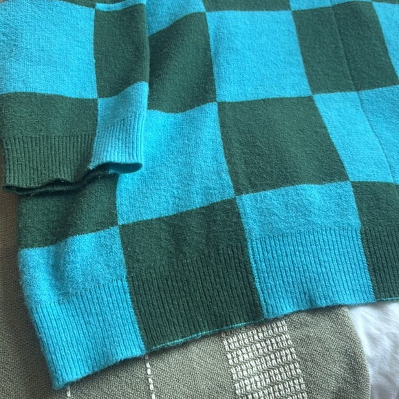 Dress in Lala Blue and Green Checkered Cardigan - Picture 8 of 9